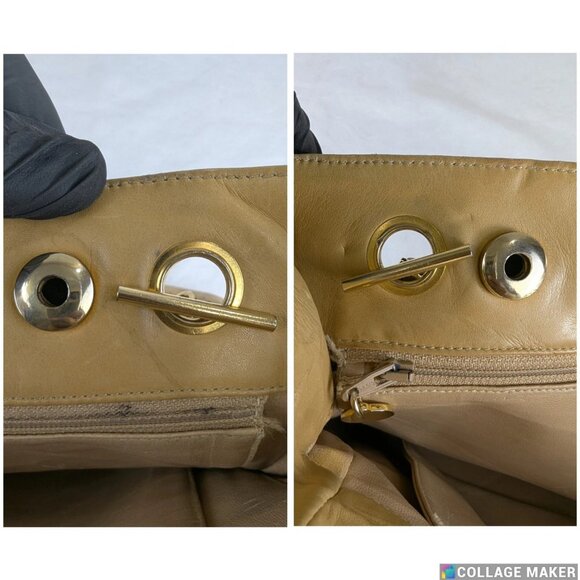 CHANEL Leather Matelasse Chain Shoulder Bag Lamb Skin Beige CC Auth - Picture 9 of 12